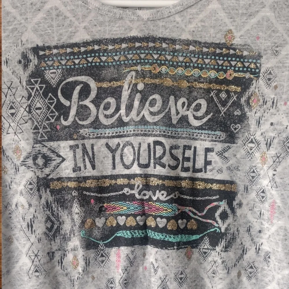 Girls Knit Works Gray Graphic Tee Suze XL